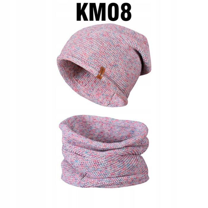 Komplet Zimowy Czapka + Komin Tuba pudrowy multi dziecko