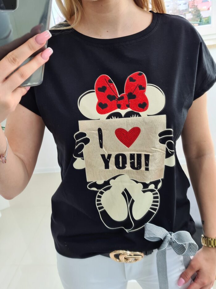 T-shirt Mickey Love Czarna