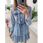 Jeansowa Sukienka z Falbanką Jasny Jeans - obrazek 8