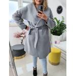 Płaszcz Jasno Szary Melanż Plus Size z Flauszu - obrazek 3