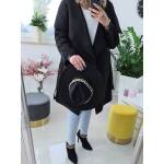 Płaszcz Czarny Plus Size z Flauszu - obrazek 3