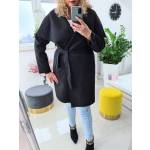 Płaszcz Czarny Plus Size z Flauszu