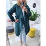 Płaszcz Butelkowa Zieleń Plus Size z Flauszu