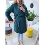 Płaszcz Butelkowa Zieleń Plus Size z Flauszu - obrazek 2