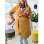 Płaszcz Musztardowy Plus Size z Flauszu - obrazek 2