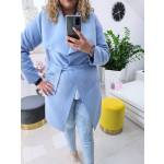 Płaszcz Błękitny Plus Size z Flauszu