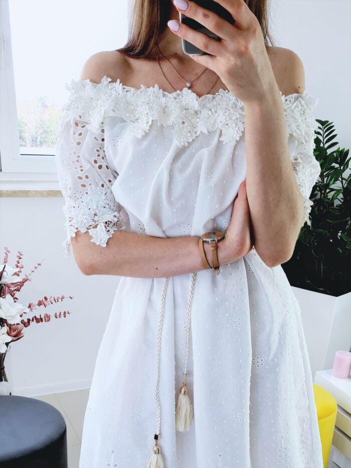 Sukienka Boho Biała Velvet - obrazek 5
