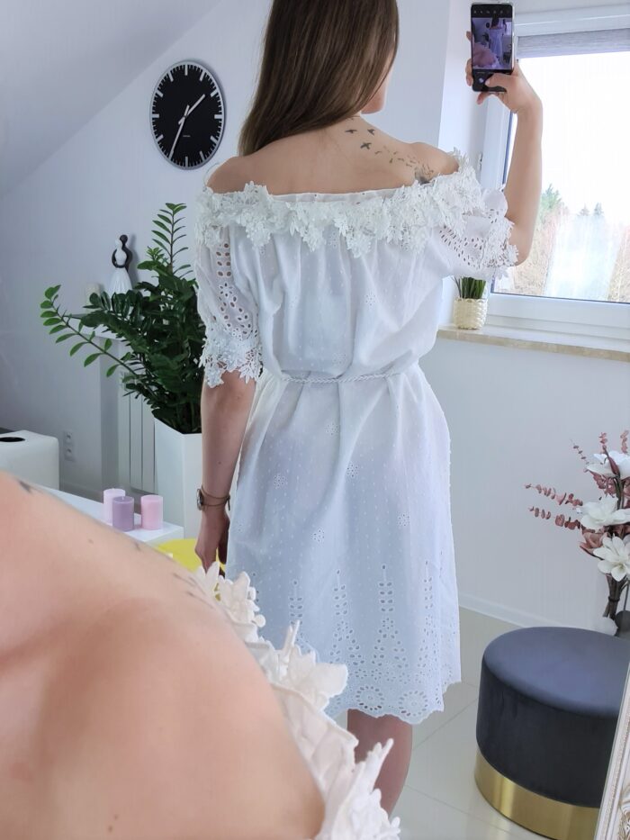 Sukienka Boho Biała Velvet - obrazek 4