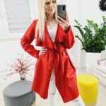 Płaszcz Zamszowy Kopertowy Czerwony Frances - obrazek 5