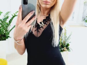 Body Prążkowane z Koronką Nico Czarne