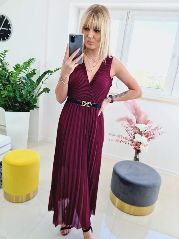 Sukienka Plisowana Maxi Dalmatia Bordowa 20210508 150429
