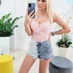 Body Koronkowe na Ramiączkach Corsage Różowe - obrazek 4