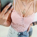 Body Koronkowe na Ramiączkach Corsage Różowe - obrazek 3