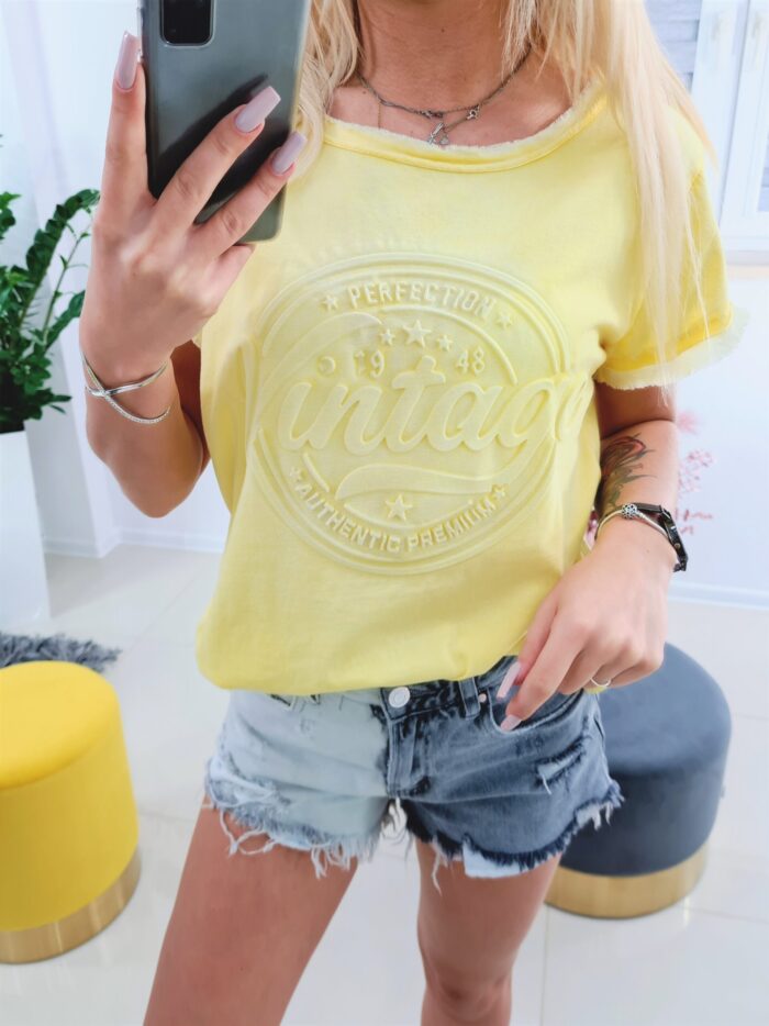 T-shirt Vintage Żółty