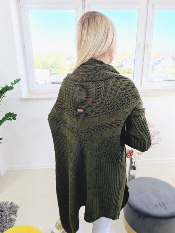 Kardigan Asymetryczny Khaki - obrazek 2