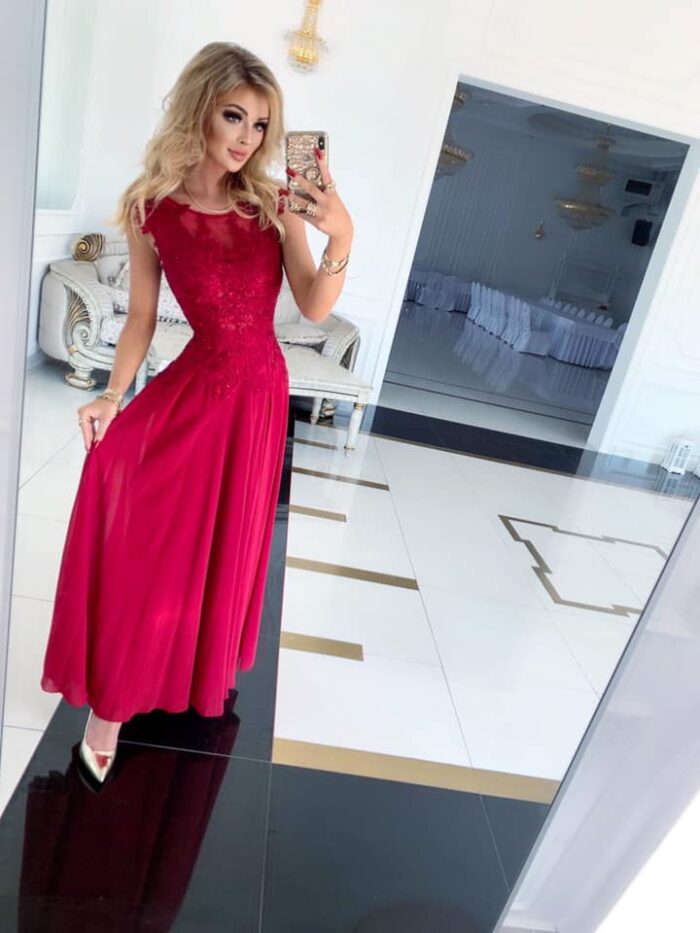 Sukienka Diva Długa Bordowa