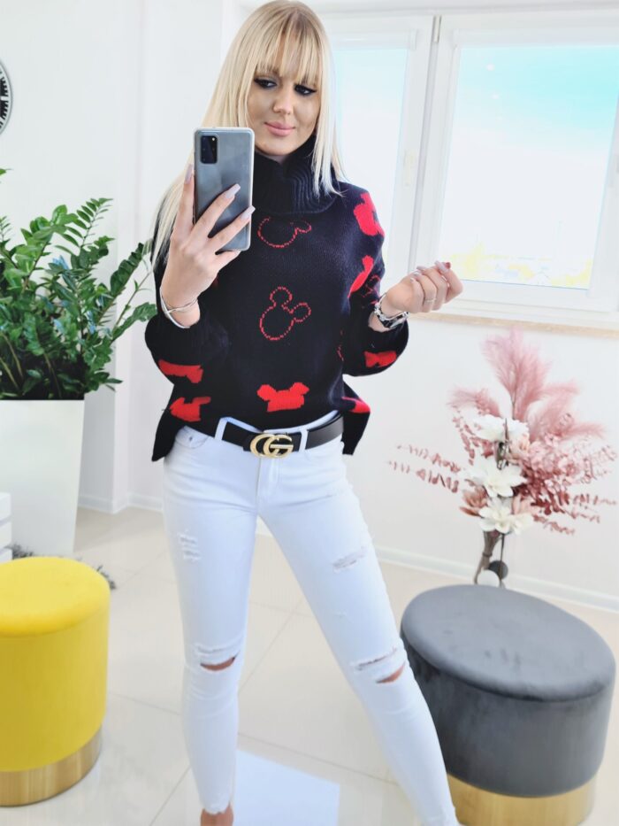 Sweter Mickey Mouse z Golfem Czarny