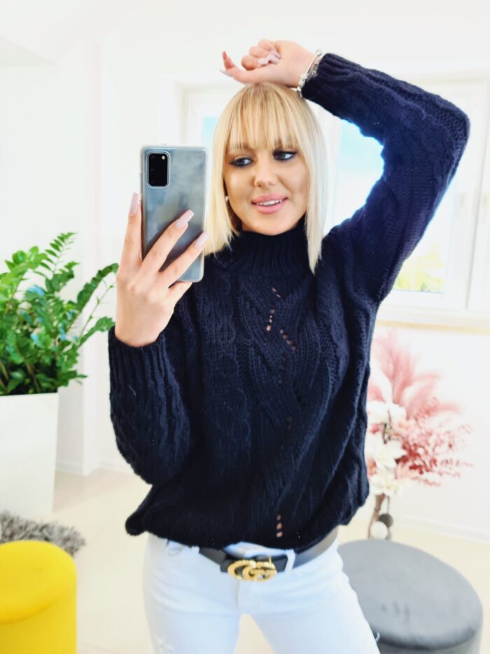Sweter z Golfem Meggi Czarny - obrazek 3