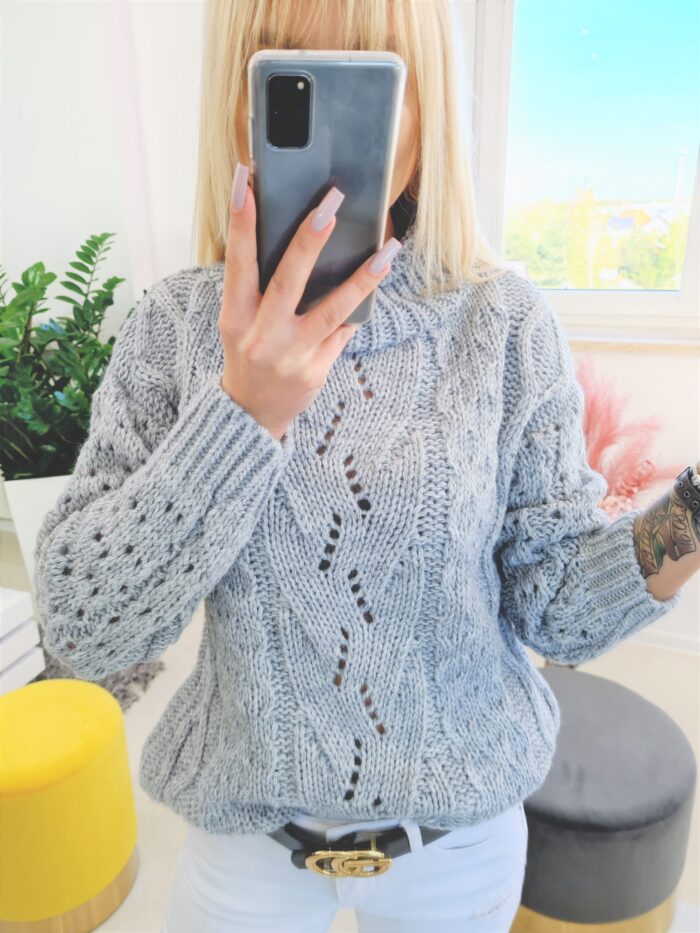 Sweter z Golfem Meggi Jasno Szary - obrazek 8