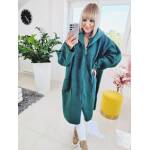 Bluza Plus Size Supełkowa z Bukli Oversize Butelkowa Zieleń - obrazek 2