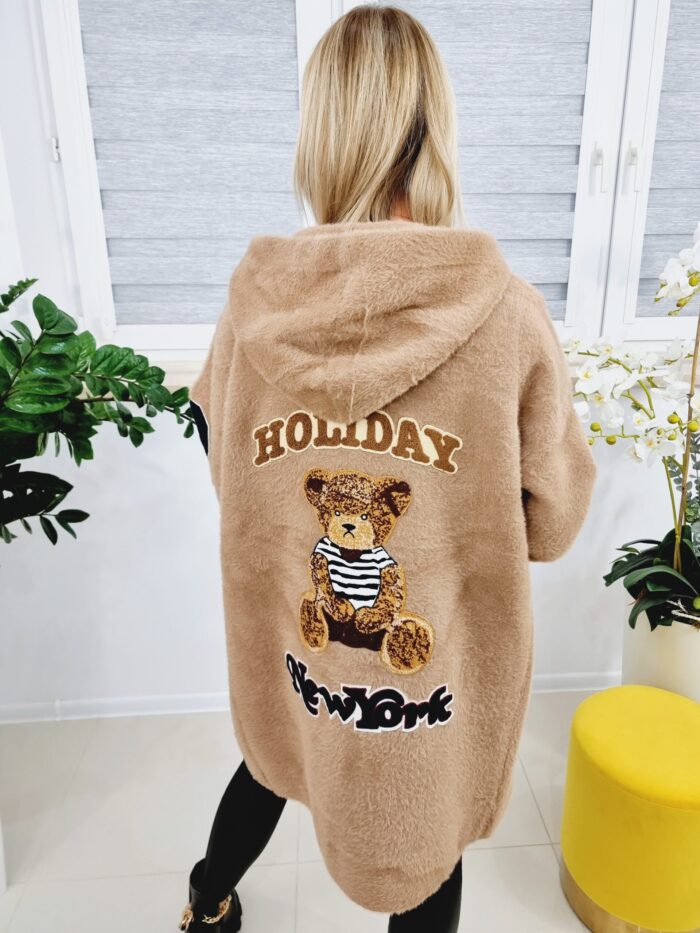 Płaszcz Alpaka Teddy Holiday Karmelowy Maxi - obrazek 3