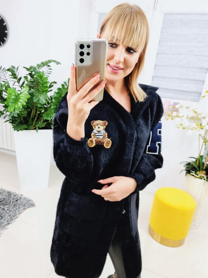 Płaszcz Alpaka Teddy Holiday Czarna Maxi - obrazek 3