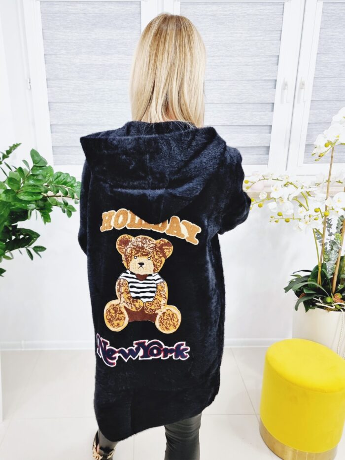 Płaszcz Alpaka Teddy Holiday Czarna Maxi - obrazek 2