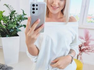 Bluzka Brokatowa Z Falbanką Biała