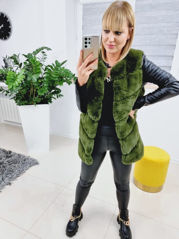 Kamizelka Futrzana Khaki Miś - obrazek 4