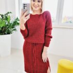 Komplet Dzianinowy Sweterek + Spódnica Evela Rudy - obrazek 3