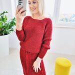 Komplet Dzianinowy Sweterek + Spódnica Evela Rudy