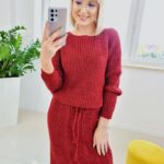 Komplet Dzianinowy Sweterek + Spódnica Evela Rudy - obrazek 4