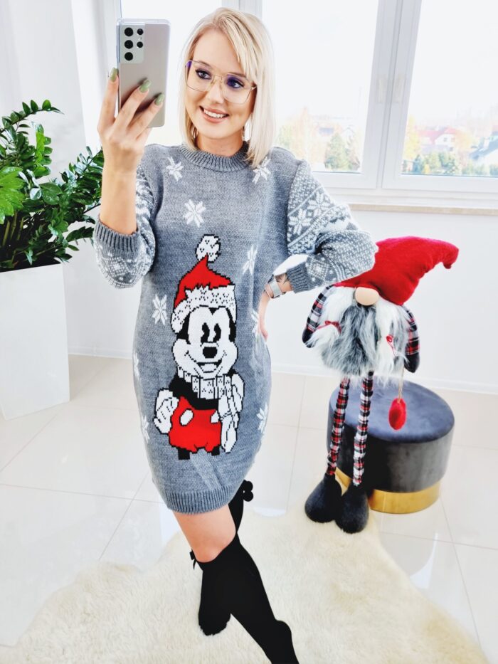 Tunika Świąteczna Myszka Mickey Ciemno Szara - obrazek 2