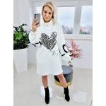 Bluza Długa Oversize z Golfem Biała - obrazek 6