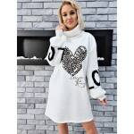 Bluza Długa Oversize z Golfem Biała - obrazek 4