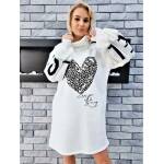 Bluza Długa Oversize z Golfem Biała