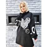 Bluza Długa Oversize z Golfem Czarna