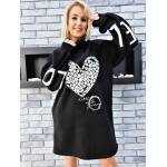 Bluza Długa Oversize z Golfem Czarna - obrazek 4