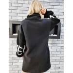 Bluza Długa Oversize z Golfem Czarna - obrazek 5