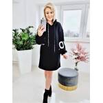 Bluza Długa Oversize z Kapturem Czarna Love - obrazek 6