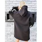 Bluza Długa Oversize z Kapturem Czarna Love - obrazek 3