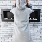 Bluza Długa Oversize z Kapturem Szara Love - obrazek 2