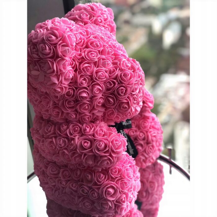 Miś z Róż Różowy 25 cm + Pudełko Prezent - obrazek 3