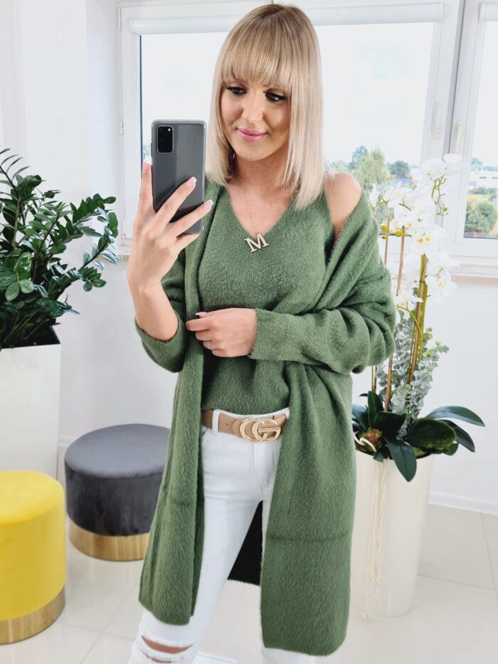Komplet Alpaka Kardigan + Bluzka Melody Khaki