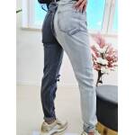 Spodnie Dwukolorowe Postrzępione Jeans Szare