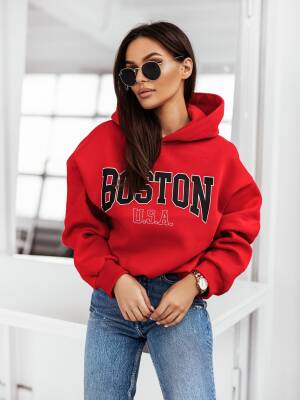Bluza Z Kapturem Boston Czerwona