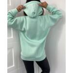 Bluza Z Kapturem Oversize Miętowa Femme