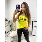 Top Gładki z Nadrukiem Weekend Neonowy Żółty