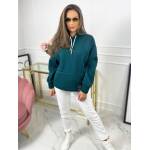 Bluza Z Kapturem Oversize Butelkowa Zieleń Femme - obrazek 4