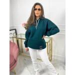 Bluza Z Kapturem Oversize Butelkowa Zieleń Femme